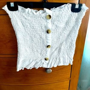 Style Envy Crop Top Women’s S/M fluted waist and top, never worn white cotton,